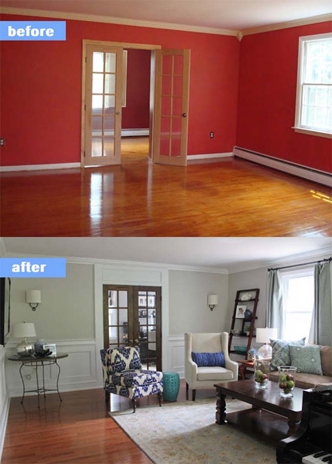 before red paint transformed into a new feel living room with light tone paints